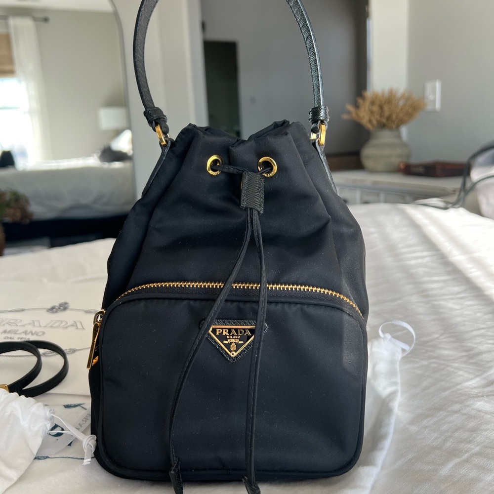 Prada Nylon Black Bucket Bag